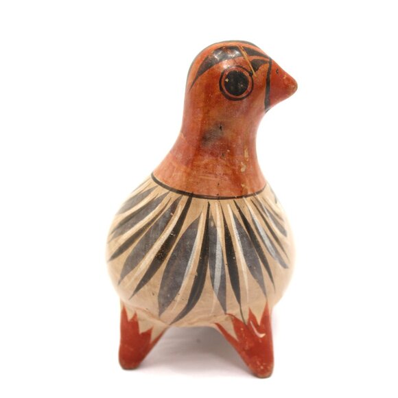 Vintage 1969 Tonala Pottery Mexican Folk Art Hand Painted Dove Bird Figurine - Picture 3 of 6